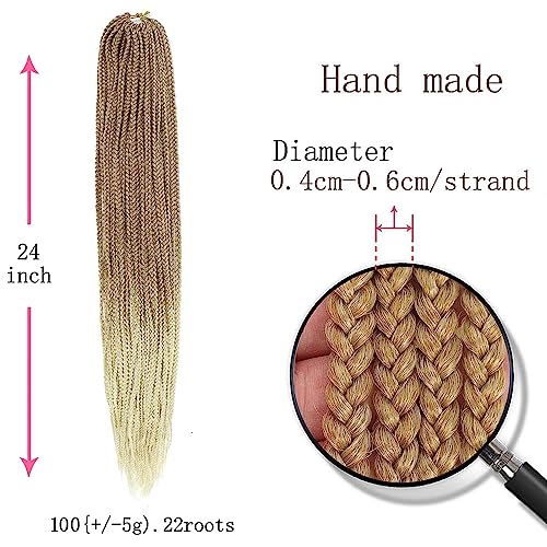 TAOYEMY Box Braids Crochet Hair Extensions 24 Inch 6 Packs, 22 Strands/Pack, Synthetic Braiding Hair for Women & Girls (70#, 24 inch) - Image 4