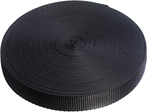 Direct Manufacturing Rollo de correas de polipropileno de 25 mm x 50 m para bricolaje, correas, arneses, amarre y más | 970 lb / 440 kg de tensión de rotura, fabricado en el Reino Unido (negro) Cover
