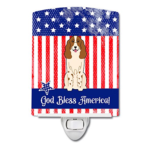 Caroline's Treasures BB3026CNL Patriotic USA Russian Spaniel Ceramic Night Light Compact, UL-Certified, Ideal for Bedroom, Bathroom, Nursery, Hallway, Kitchen, 6x4x3, Multicolor