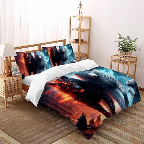 Parure loup glace et feu king size finitions haute qualité - 2