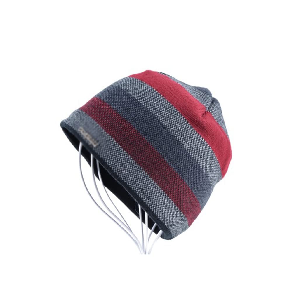 Bonnet d'hiver pour homme en laine tricotée doublé velours à rayures
