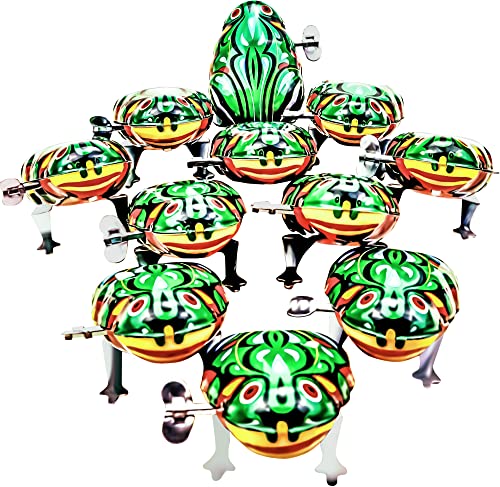 Heatoe 10 PCS Jumping Frogs, Retro Classic Wind up Tin Toys, Animal Clockwork Jumping Toys, Great Party Favor Gift for People