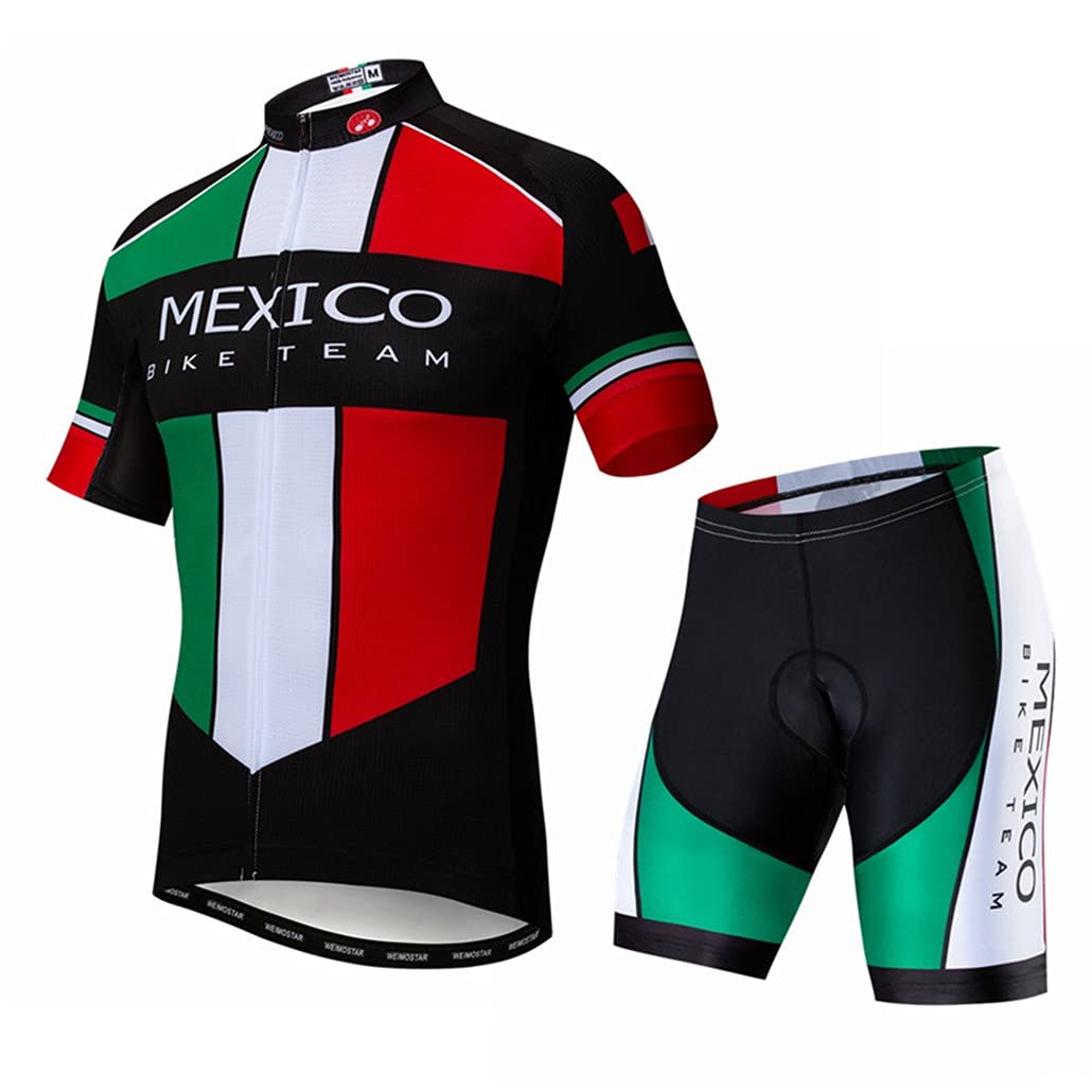 Hotlion Men's Cycling Jersey Sets Gel Pad Summer Bike Clothing Suit Breathable Bike Clothes with 3 Rear Pockets