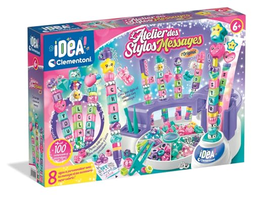 Clementoni Caja Creativa de Mensajes juego de manualidades infantil con purpurina y moldes