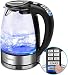 Produktbild Wasserkocher Glas mit Temperatureinstellung Yoleo elektrischer Wasserkocher aus Glas Edelstahl Teekocher Warmhaltefunktion 70/80/85/90/95/100 Grad 1,7L, 2000W, BPA Frei, LED, Kalkfilter, Glas Silber