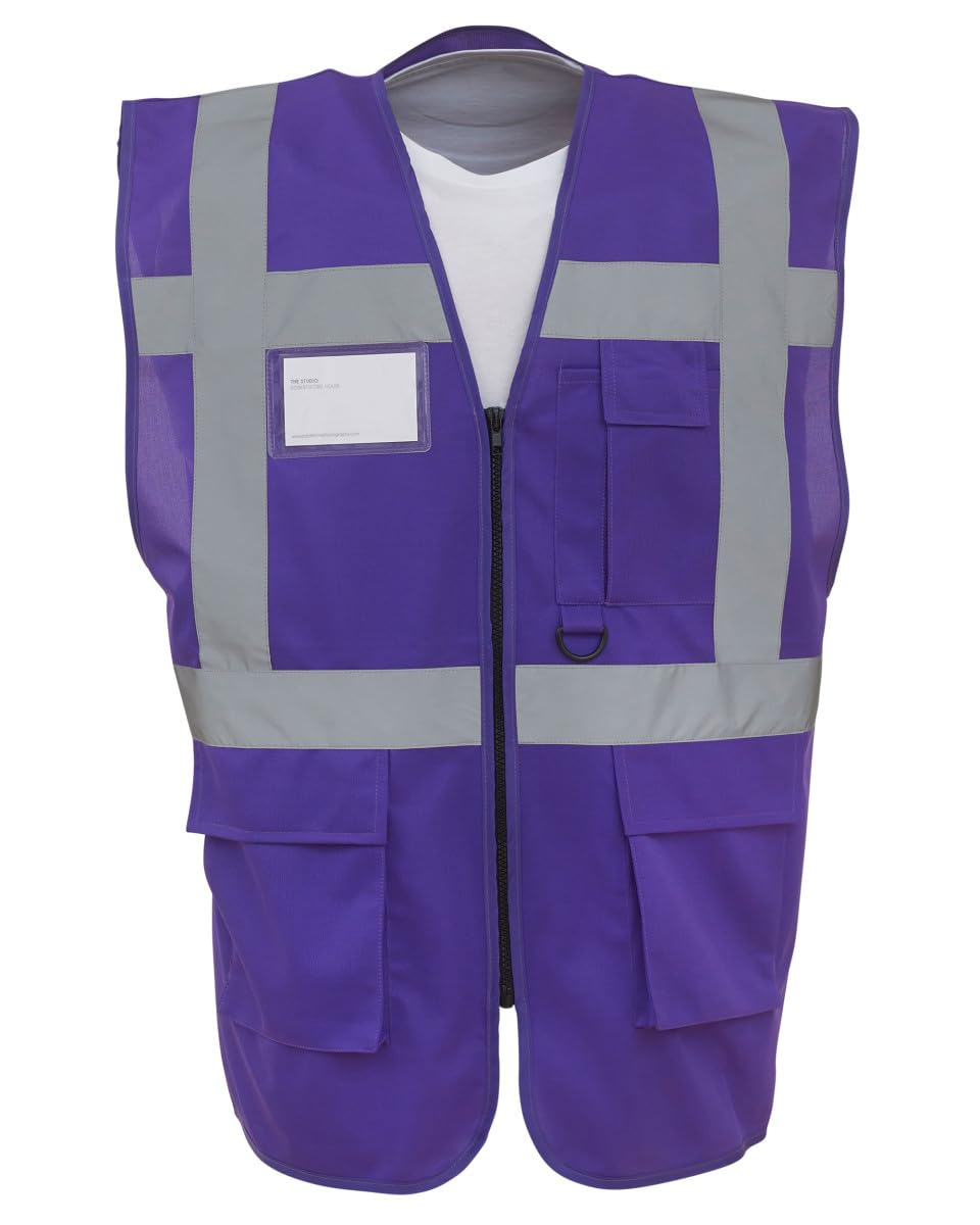 Executive Hi Viz Vis Vest High Visibility Zip Vest Safety Waistcoat Multi Pocket Zip Front ID Badge Holder comes in 9 colours Supplied by Simply Hi Vis Clothing UK