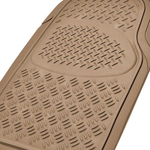 Bdk Universal Fit 3-Piece Ultra Premium Car Floor Mat - Rubber (Beige) #TOP5