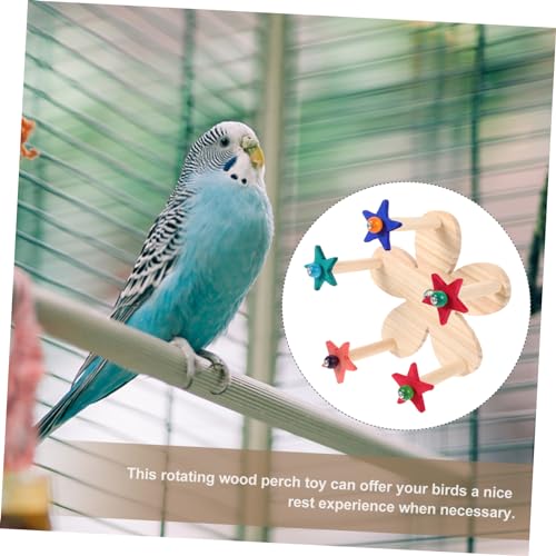 SEWOART Bird Perch Wheel Toy Natural Wooden Rotating Climbing Stand for Parrots Budgies Cockatiels Interactive Toy for Cage Encourages Exercise and Coordination - Image 4