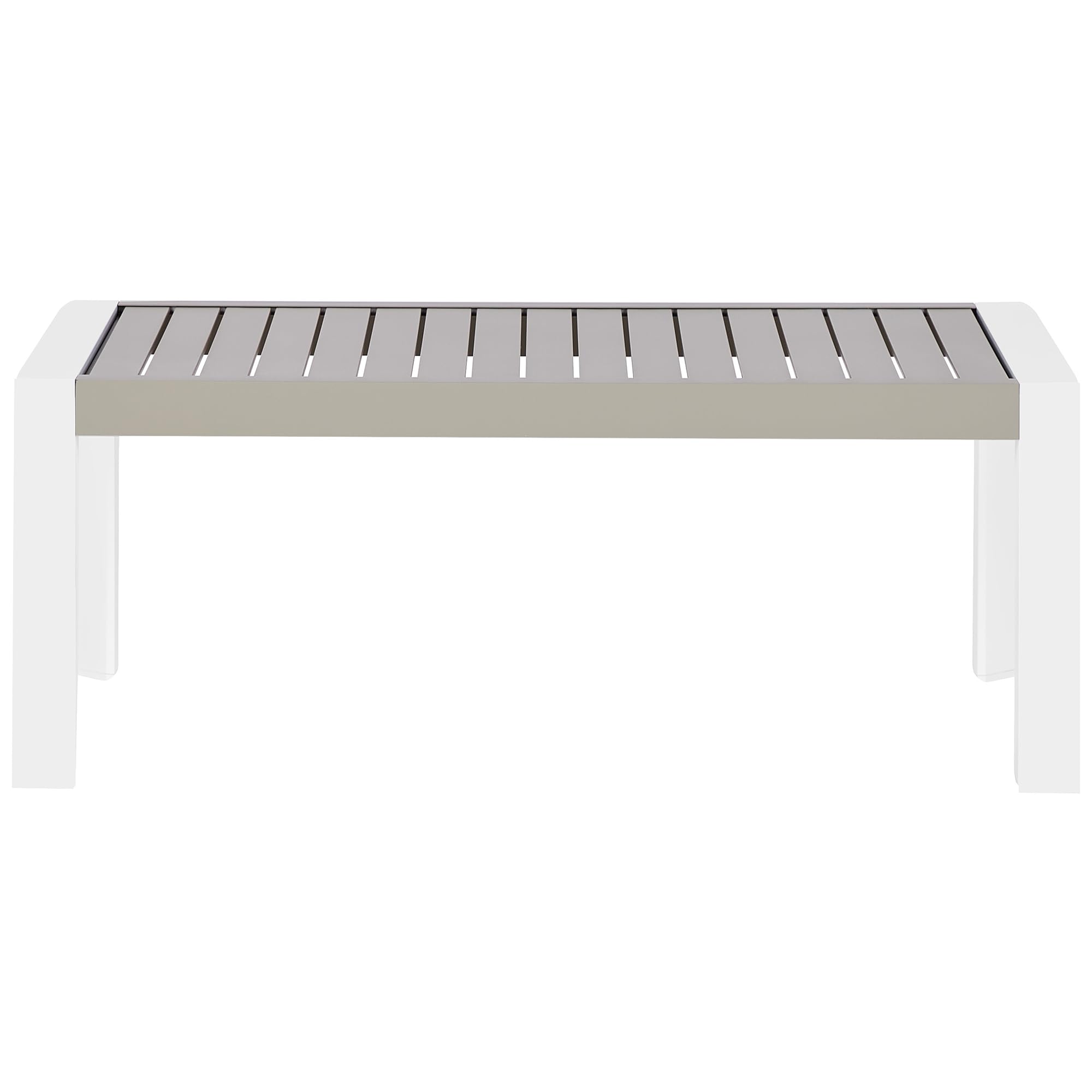 Beliani Garten Beistelltisch Aluminium weiß/Taupe 120 x 70 cm Lattenoptik CASTELLA