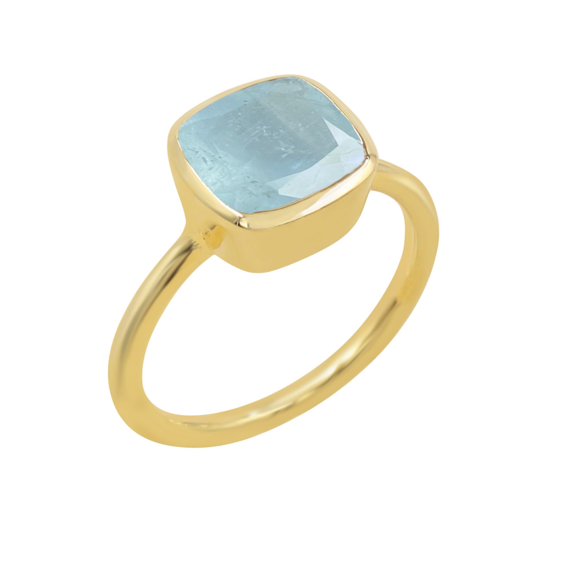 Anello da uomo, con acquamarina, anello in argento, anello in oro, anello da uomo, 10 mm, con pietra preziosa acquamarina quadrata per lui, anello minimalista