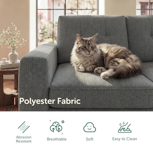 Image of HONBAY 5-Seater U-Shaped Sectional Sleeper Sofa with Pull-Out Bed, Pet-Resistant Fabric Sectional Couch for Living Room, Grey
