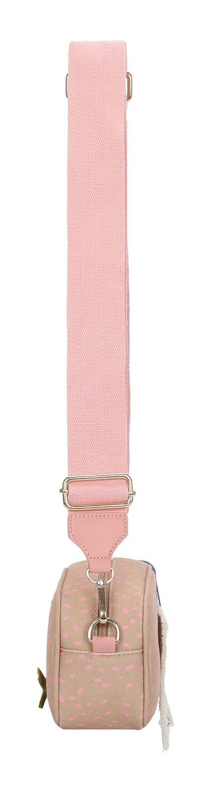 Fritzi x Frida Kahlo Easy Go Canvas Crossbody Bag Damen Umhängetasche Handtasche Freizeit Alltag Festival Reißverschluss Canvas 12 x 19.5 x 7.5 cm – Violett, Gelb, Lila, Orange, Grün, Pink, Blau