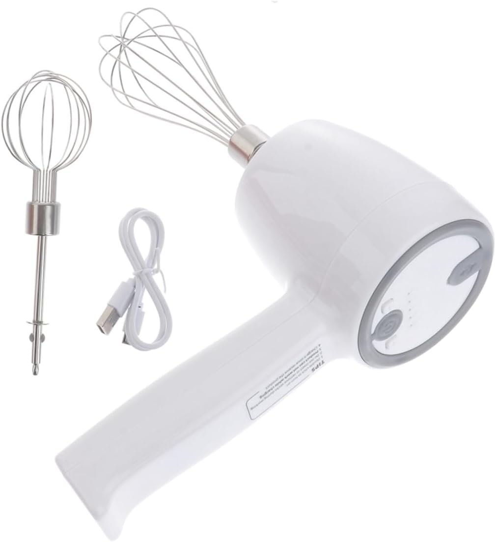 Zerodeko 1set Usb Rechargeable Handheld Egg Mixer Adjustable Speeds Wireless Design for Easy Whipping and Cream Beating Kitchen Versatile Stainless Steel Tool for Baking and Cooking