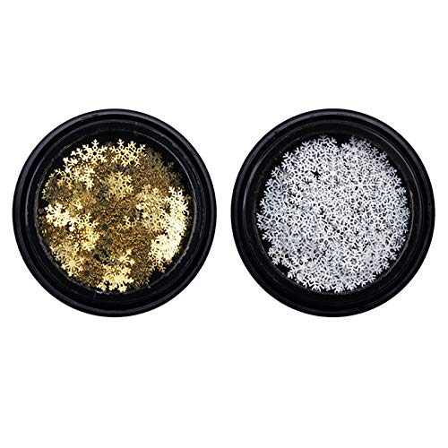 Tvoip 2 Box Fashion 3D White & Gold Snowflake Nail