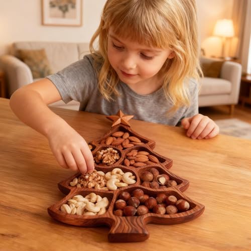 Plateau de Noël en bois à compartiments pour apéritif et fromage