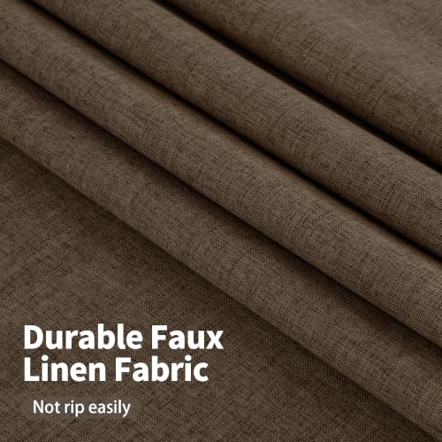Image of YoungsTex Brown Linen Blackout Curtains 63 Inches Long for Bedroom, Room Darkening Window Drapes with Grommet Thermal Insulated Black Out for Living Room, 2 Panels, 52 X 63 Inch