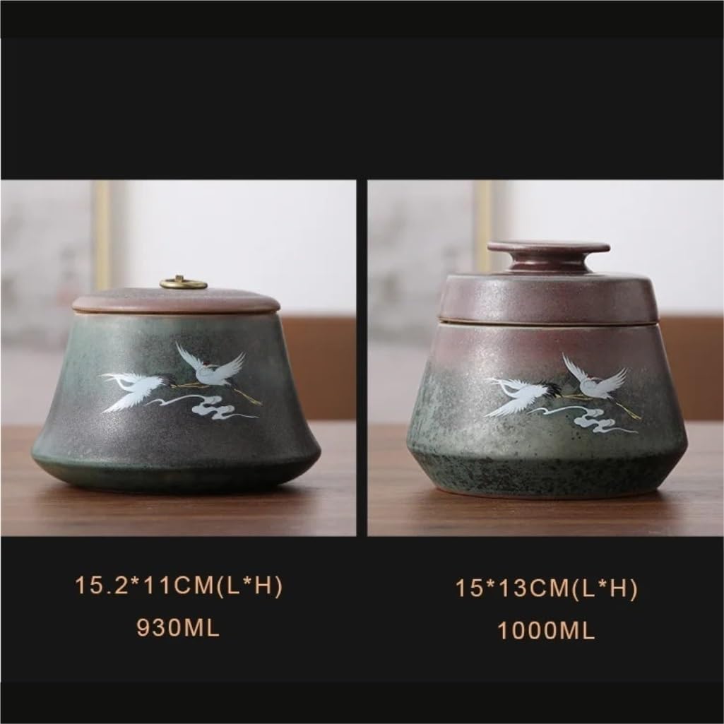 SONGCHAO Sugar Jar Ceramic Tea Jar Retro Loose Tea Storage Container Jar Chinese Tea Set Accessories Kitchen Storage Container Tea Canister (Color : A)