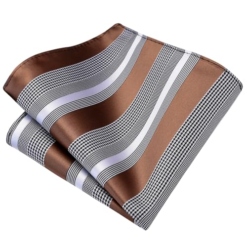 Image of GUSLESON Men's 5-pc Striped Tie Gift Set - Jacquard Necktie, Pocket Square, Cufflinks, Lapel Pin, Tie Clip - Wedding Formal Gifts