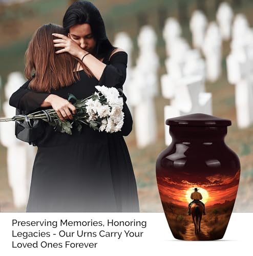 Image of Cowboy Urn for Ashes for Women - Mini Urns for Human Ahses - Keepsake Cremation Holders for Women - Memorial Urns for Human Adult Man(Size:- 3 inch 1Pc)
