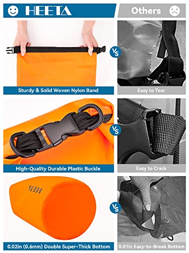 Image of HEETA Waterproof Dry Bag for Women Men, 5L /10L /20L /30L /40L Roll Top Lightweight Dry Storage Bag Backpack with Emergency Whistle for Travel, Kayaking, Boating, Camping, Beach, Cruise Ship Essentials