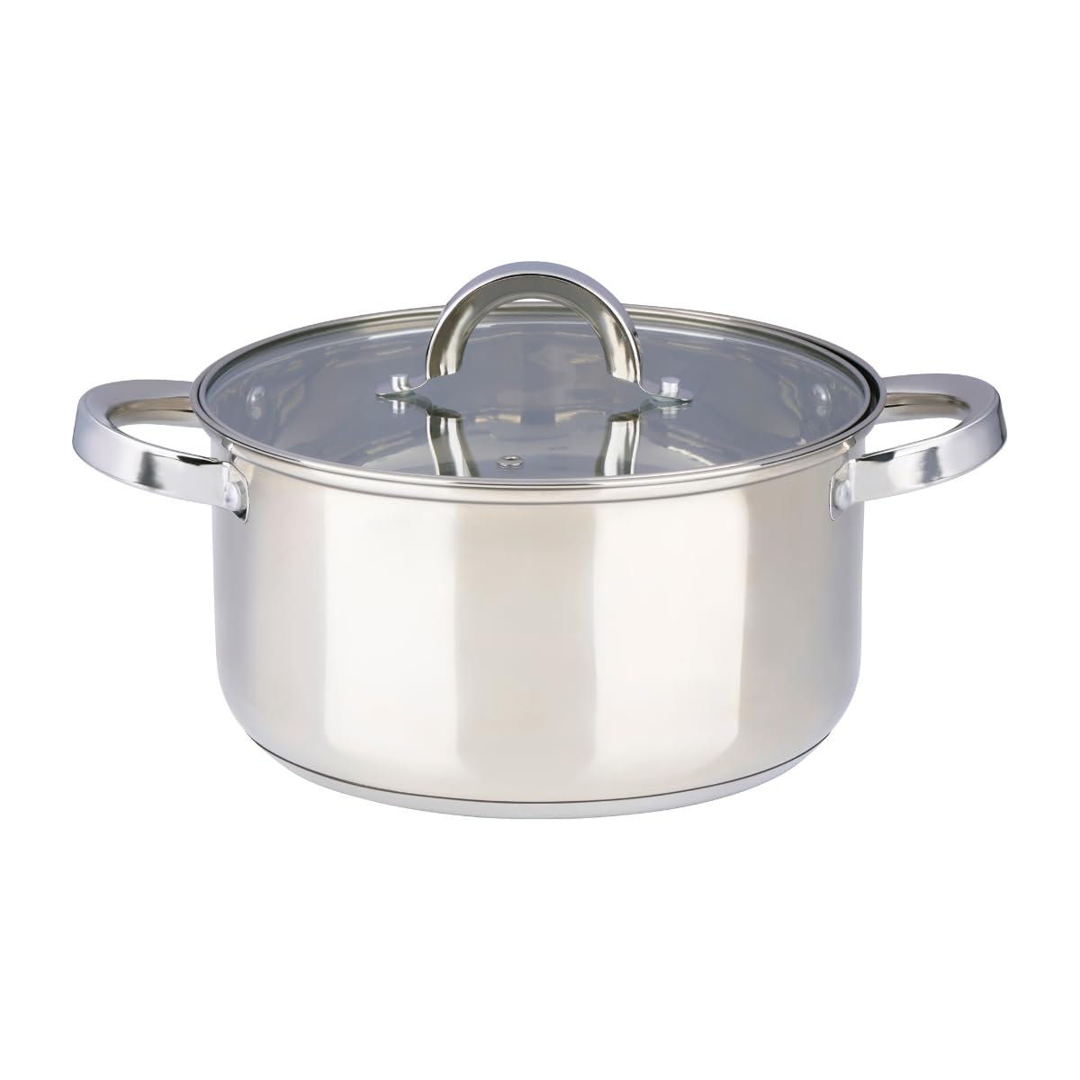 Alpina Set di pentole a induzione 4 pezzi – pentole in acciaio inox con coperchi in vetro – Set pentole per tutti i fuochi – pentole a induzione – utensili da cucina in acciaio inox