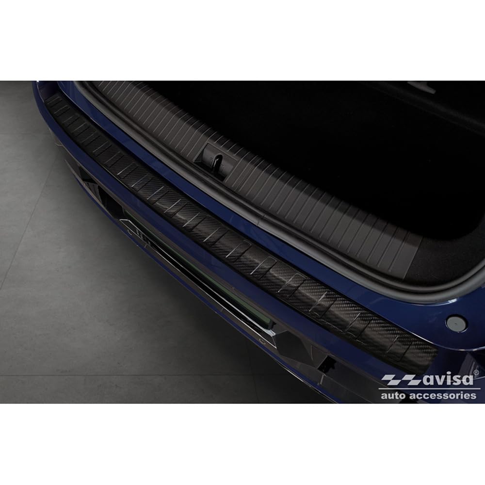 Avisa Real 3D Carbon Rear bumper protector compatible with Renault Megane E-Tech 2021- 'Ribs'