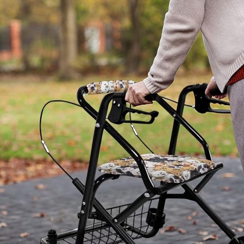 Image of Cute Dog Rollator Accessories Soft Rollator Walker Seat and Backrest Covers Universal Soft Walkers Seat Covers for Seniors Women Men