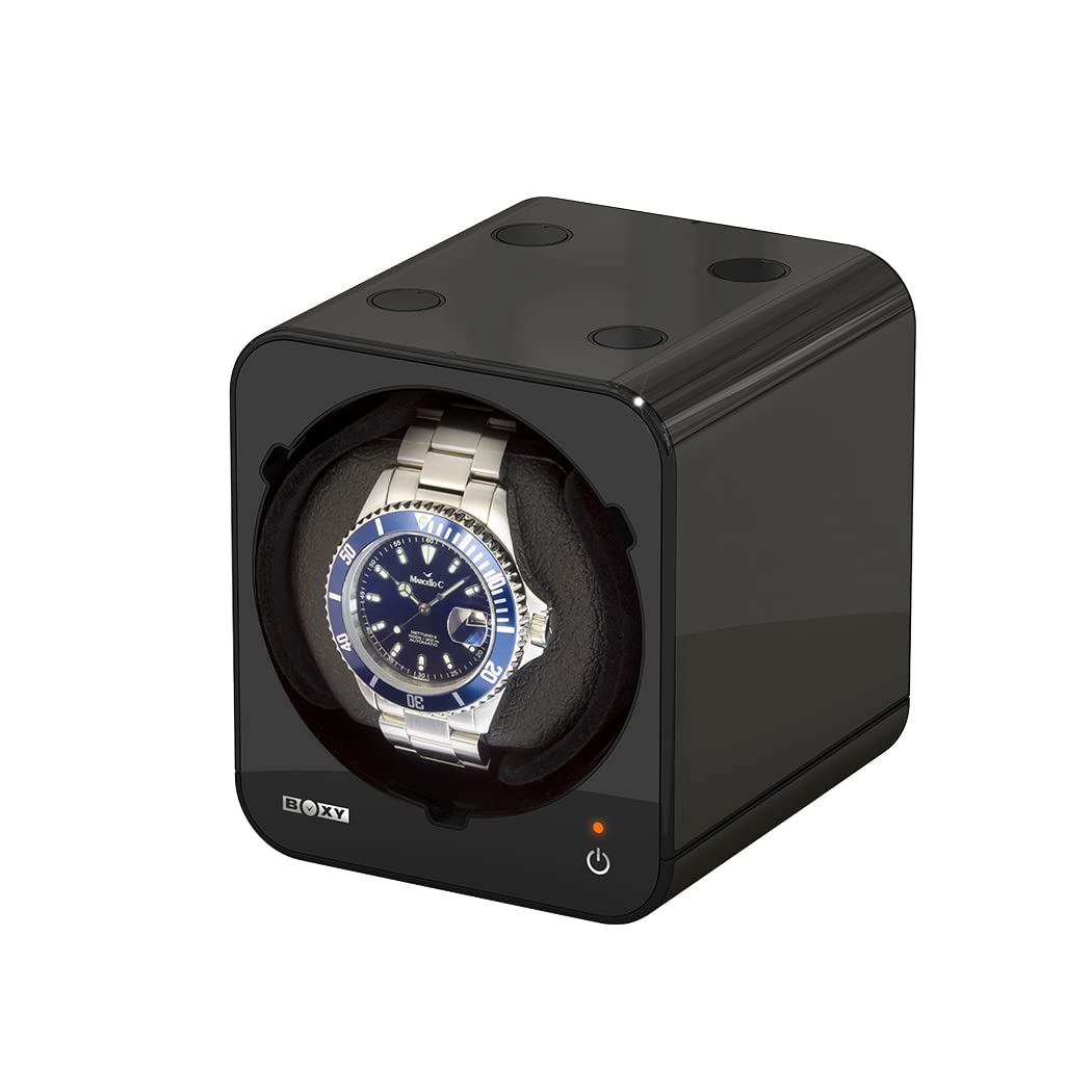 BUZZUFYBoxy Fancy Brick black watch winder box for one watch combinable with EU adapter standard watch easy way to wind your automatic watch