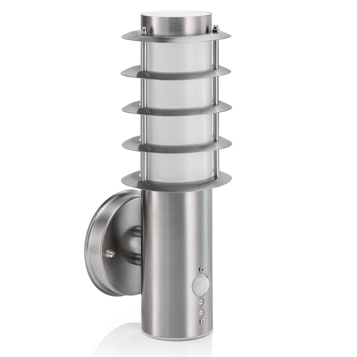 Auraglow Fitting Only Brushed Chrome Pir Infrared Motion Sensor Detector Outdoor Led Wall Light