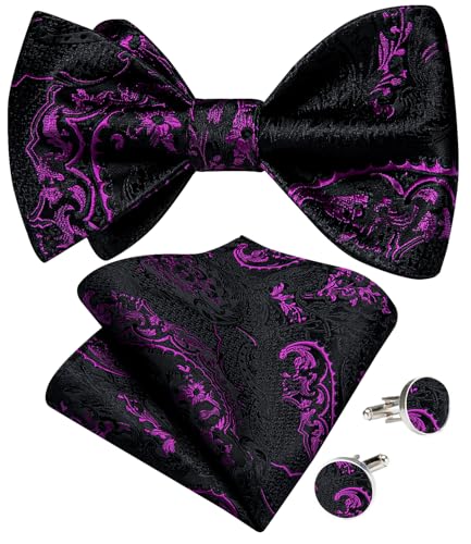 Image of DiBanGu Mens Silk Self Bow Tie Set 4PCS for Tuxedo Wedding