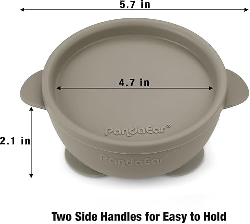 Miniatura 3 de PandaEar Paquete de 3 tazones para bebé con succión, cuencos de silicona con tapas, tazones de succión antiderrames para bebés y bebés, primera