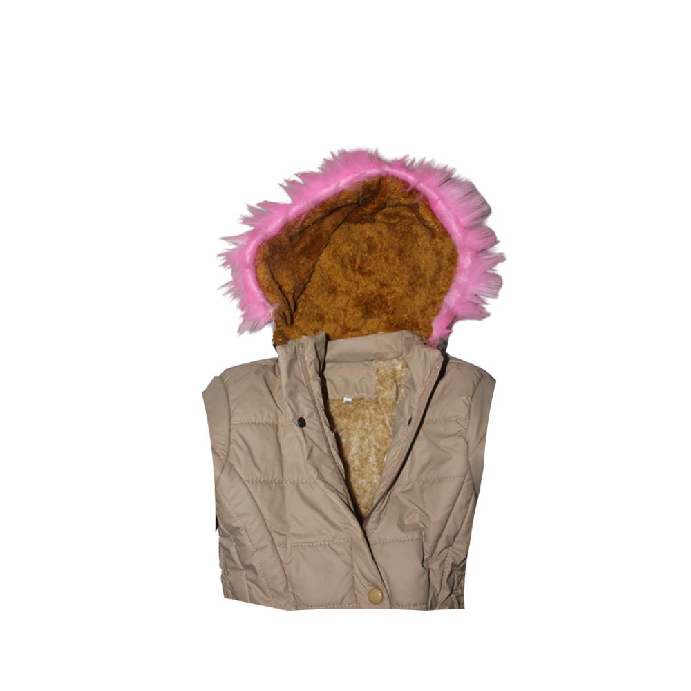 Malvina Kid's Girl's Winter Wears Full Sleeve Hooded Jacket (Beige,10-11 Years) 3