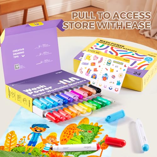 Image of Jar Melo Washable Markers for Kids Toddlers, Coloring Supplies, 24 Colors