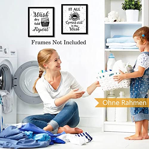 HPNIUB Set di 6 poster da parete per lavanderia
