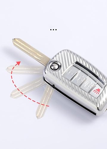 Miniatura 6 de HIBEYO Funda protectora para llavero Nissan Rogue Rogue Select Rogue Sport Sylphy Pulsar Sentra Flip plegable de 3 botones con llaveros, accesorios