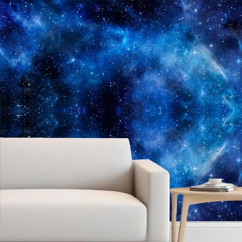 Image of Nuxovilar Dark Blue Galaxy Marble Wallpaper Peel Stick 15.75x39.37