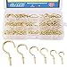 Glarks 120-Pieces 6 Size Brass Plated Screw-in Cup Hooks Lag Thread Handy Hanging Hooks Assortment Set