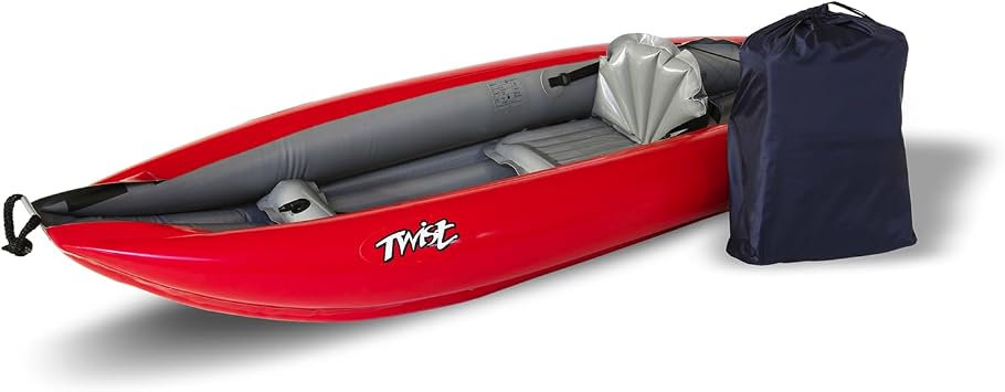 GUMOTEX Inflatable Kayak Twist 1 Red | Unequivocally The Smallest and lightest Kayak in Our Fleet | Removable Seats with Adjustable backrest for Comfortable and Dry Sitting | One-Seater Version