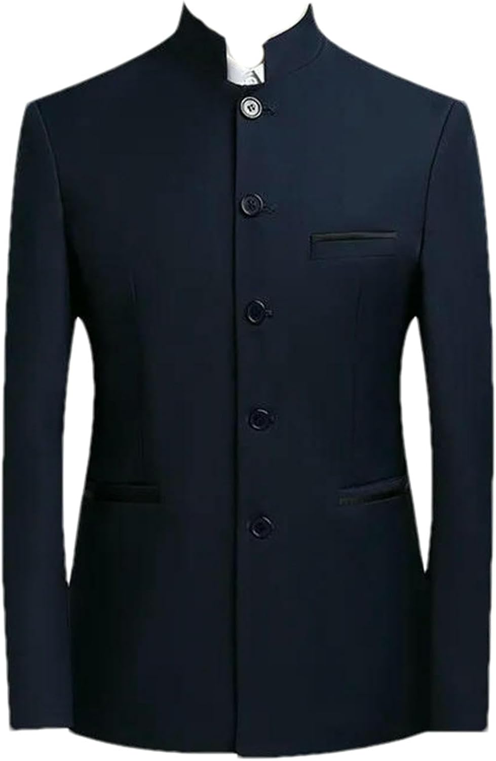 Men’s Zhongshan Suit Jacket Mandarin Collar Blazer Dragon Embroidery Slim Fit Stand Collar Button Chinese Tunic Suit