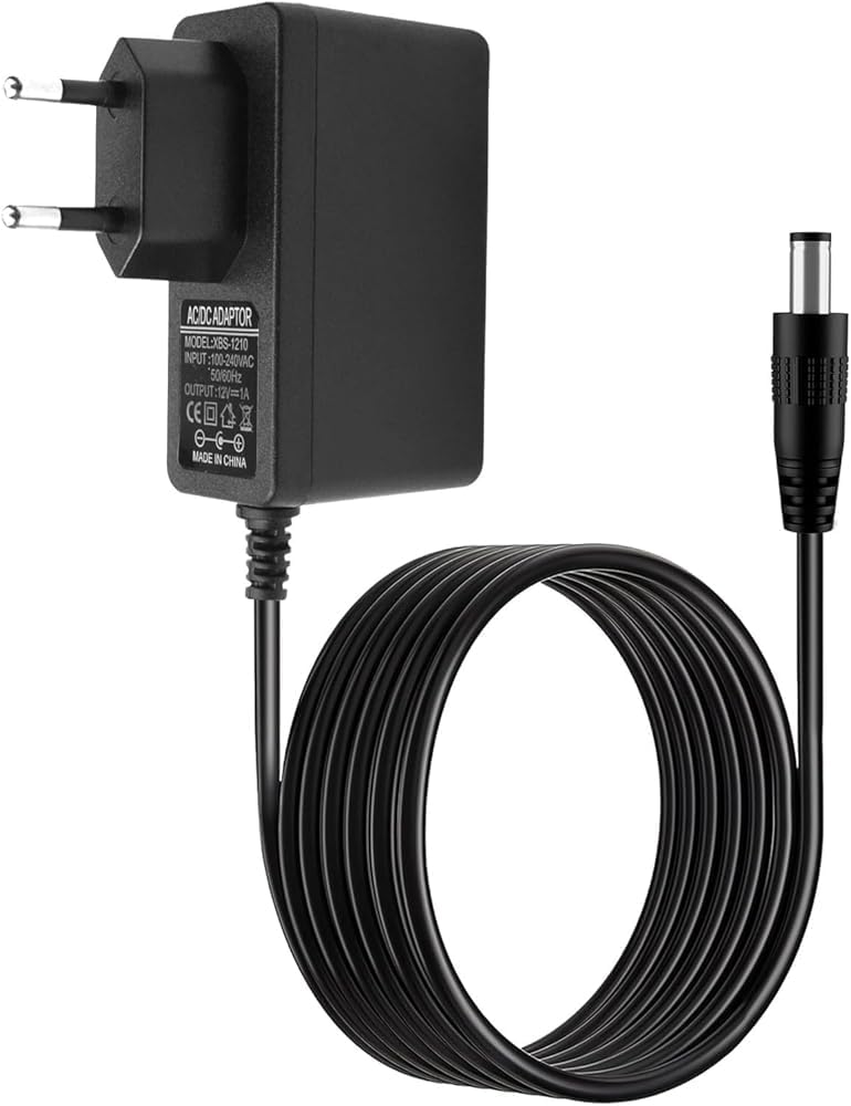 12V 1A Alimentatore di rete da, per strisce LED, per bambini, auto elettrica, moto, CCTV, router TV, fotocamera, adattatore AC/DC, 100-240 V, spina da 5,5 mm x 2,1 mm, cavo da 1 m