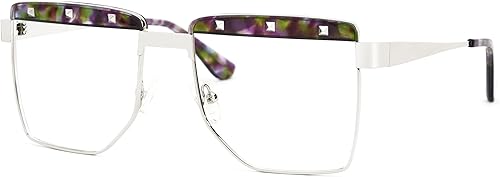 VOOGLAM Lentes cuadrados para mujer, con bloqueo de luz azul y UV400, elegantes marcos en metal mezclado, ideales para computadorateléfonosTV