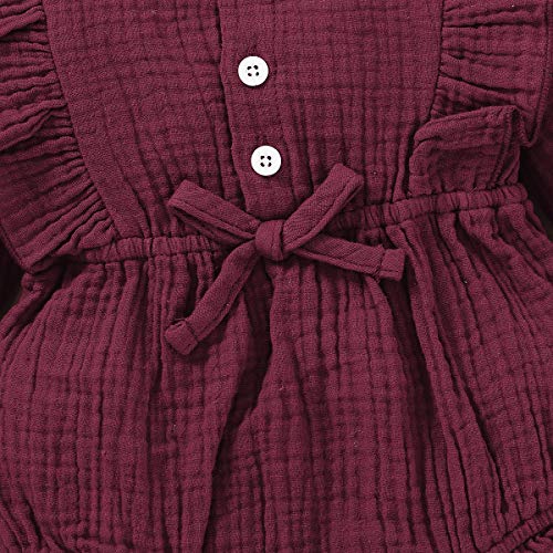 Renotemy Infant Baby Rompers Girl Cotton Linen Romper Long Sleeve Jumpsuits One-Piece Bodysuit Baby Girl Clothes 3-6 Months #TOP7