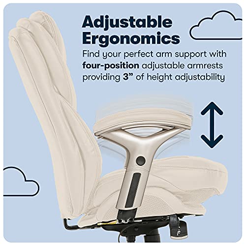 Serta Ergonomic Executive Office Chair Motion Technology Adjustable Mid Back Design With Lumbar Support, Ivory Bonded Leather #TOP6