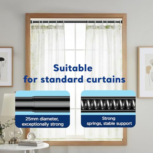 Bsyxlsx Black Shower Curtain Rod (1 Inch Diameter) - 28 to 73 Inches Adjustable, Never Rust Shower Rod, No Drill Tension Curtain Rod for Bathroom, Window, Doorway，Kitchen by BSYXLSX - Image 5