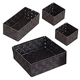 wm Homebase 4er Set Aufbewahrungskörbe geflochten Aufbewahrungsbox Polypropylen Regalkorb Badkorb in Dunkelbrau
