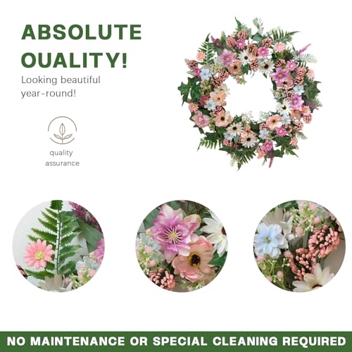 60% Off TEMPUS Spring Daisy Wreath – 22 Inch Decor - Image 4