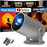 [Apps integrate] Proiettore Portatile, AKIYO 2025 Upgraded O2 Proiettore Supporta 4K 1080P Auto Keystone WiFi 6 BT5.4, Rotabile 180°, Dual Control Compatibile con HDMI/USB/Phone/Laptop/PS5, Nero