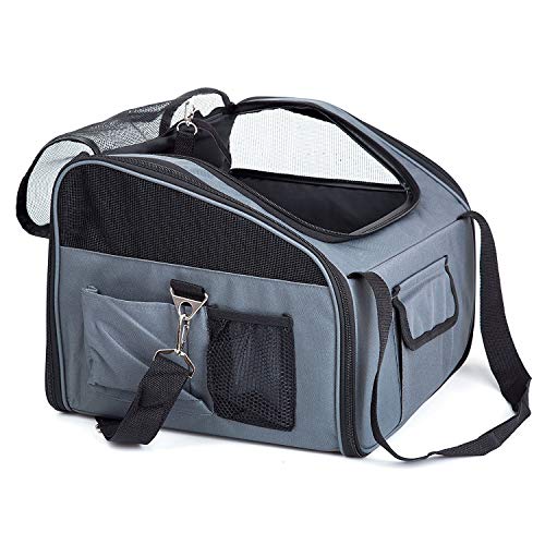 WOPET Pet Car Seat Carrier Airline Approved for Dog Cat Puppy Small Pets Travel Cage L Size Weight up to 15lbs