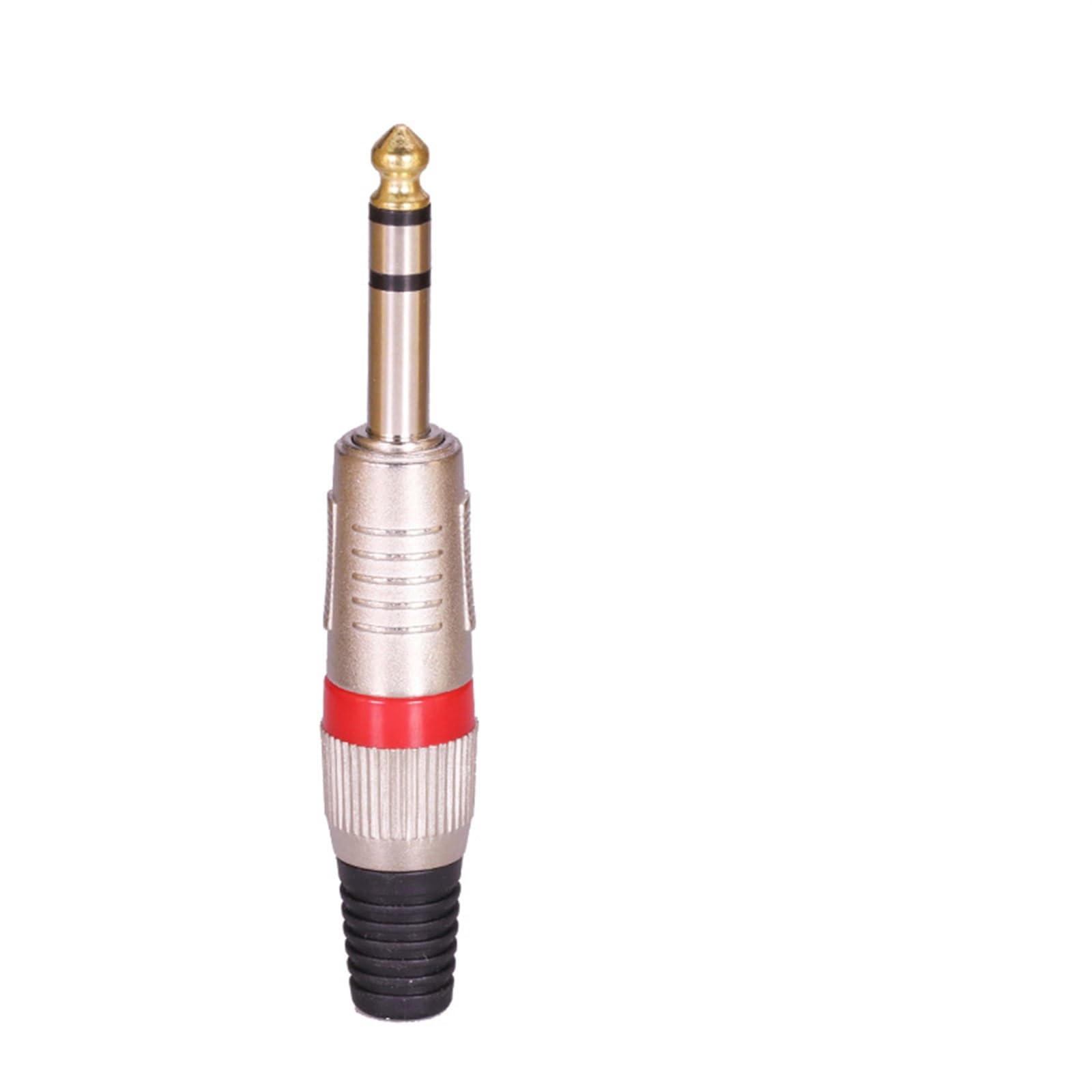 Conector Jack 6,35 mm macho estéreo de 3 polos con acabado rojo para soldadura de micrófonos