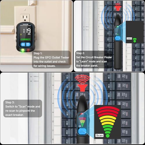 Image of Circuit Breaker Finder Tool with NCV Breaker Finder, GFCI Outlet Tester
